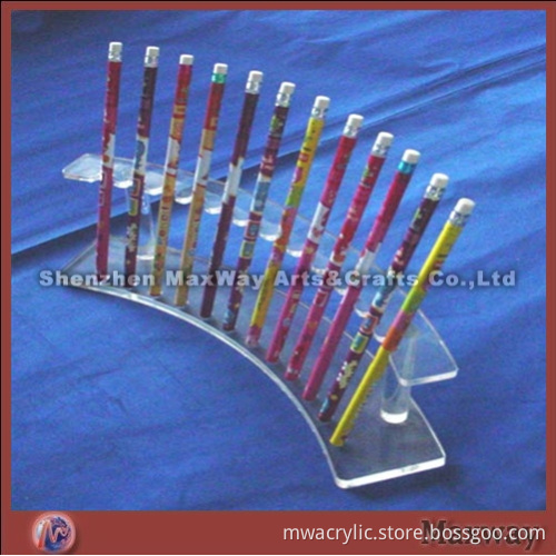 Acrylic slant cambered transparent pen holder/stationery supplies